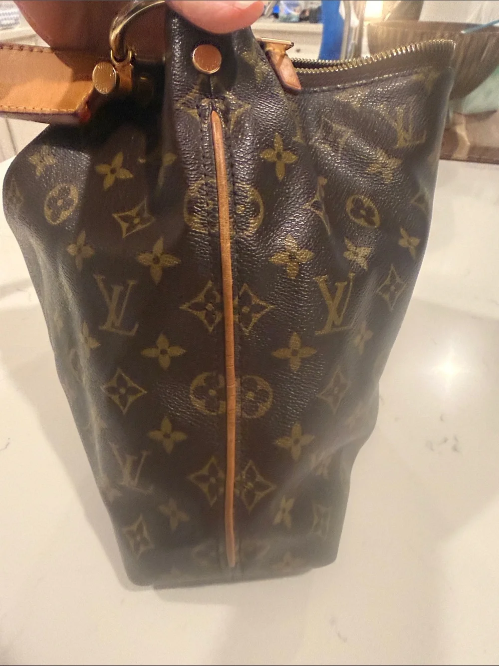 Louis Vuitton Monogram Canvas Shoulder Pouch in Brown and Tan